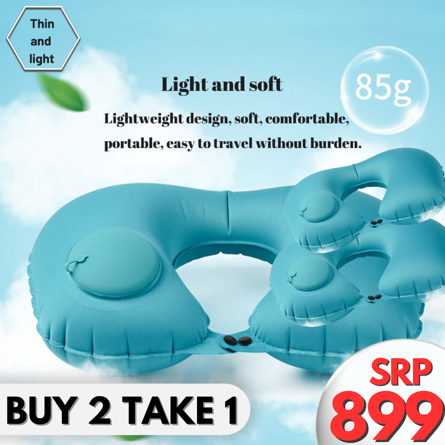 U-SHAPE INFLATABLE NECK PILLOW (HIGH QUALITY)